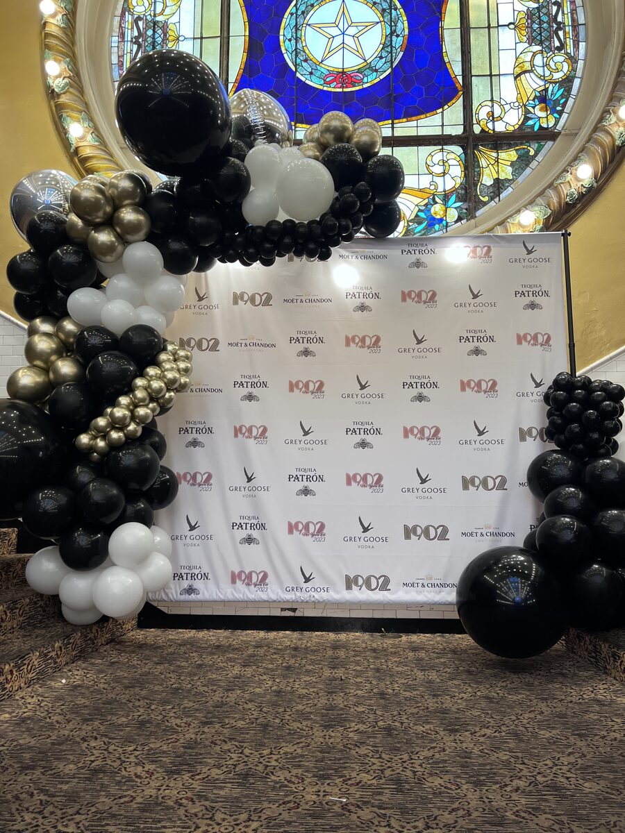 Custom balloon installation for 1902 Bar and Grill restaurant San Antonio Texas