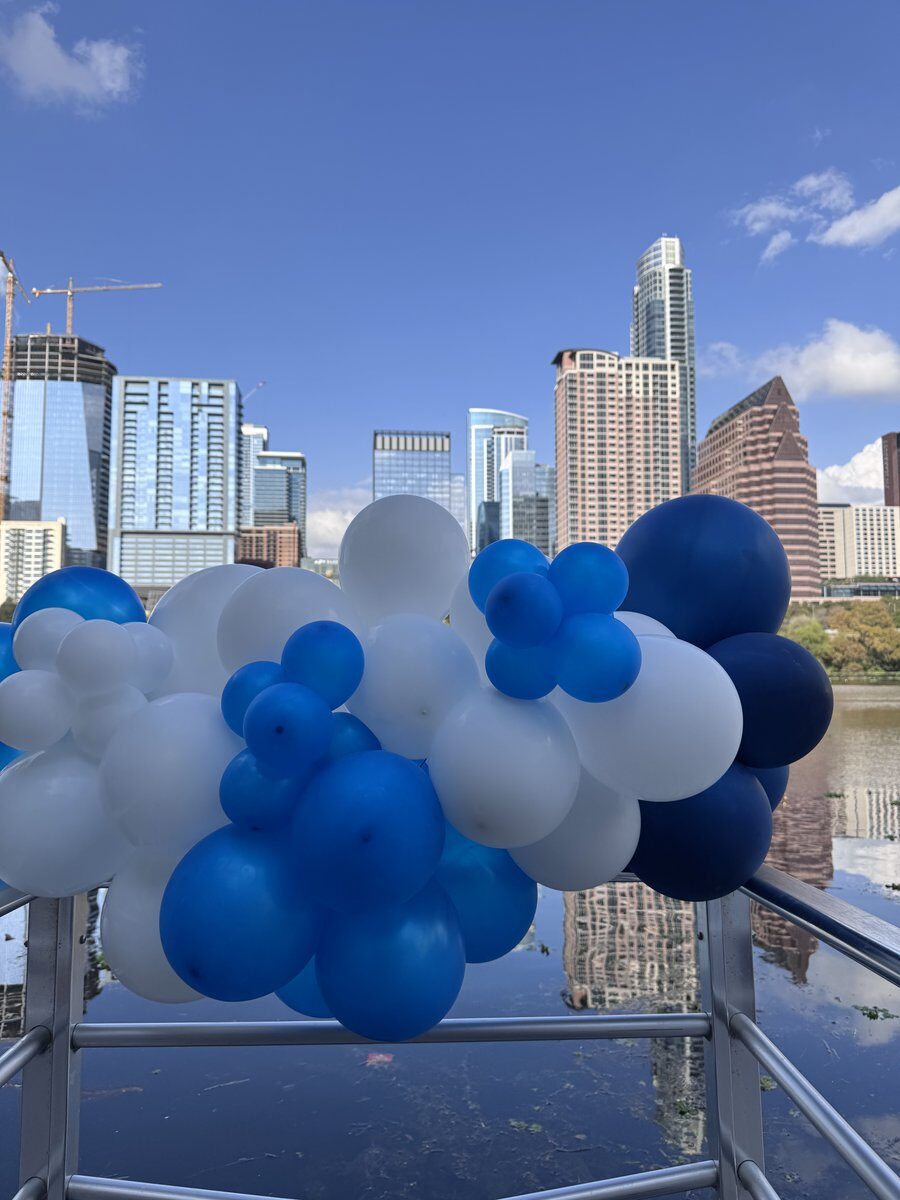 Custom balloon installation for Austin Boat Show in Austin Texas
