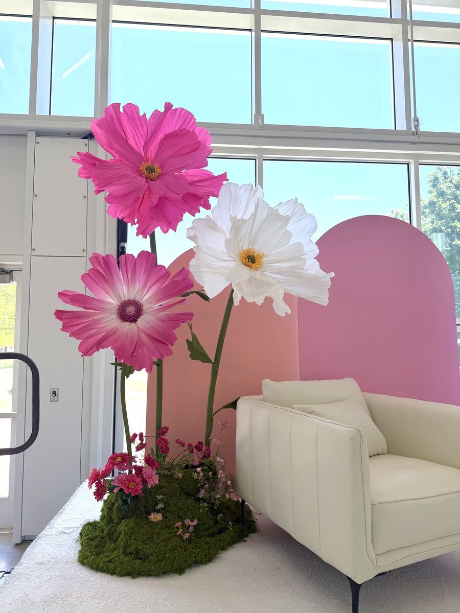 Custom balloon backdrop for Gathering for Good Women United event San Antonio