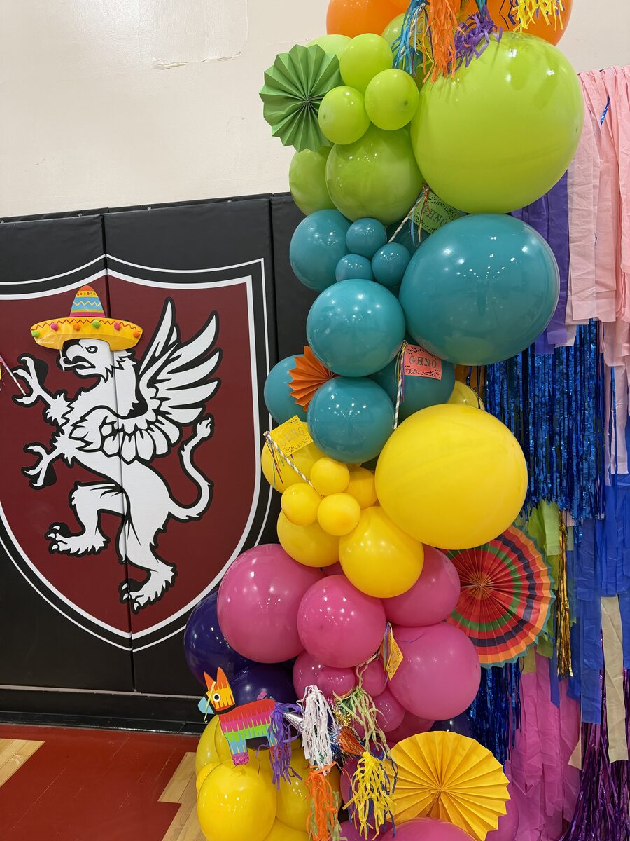 Custom fiesta balloon décor for Great Hearts Academy event San Antonio Texas