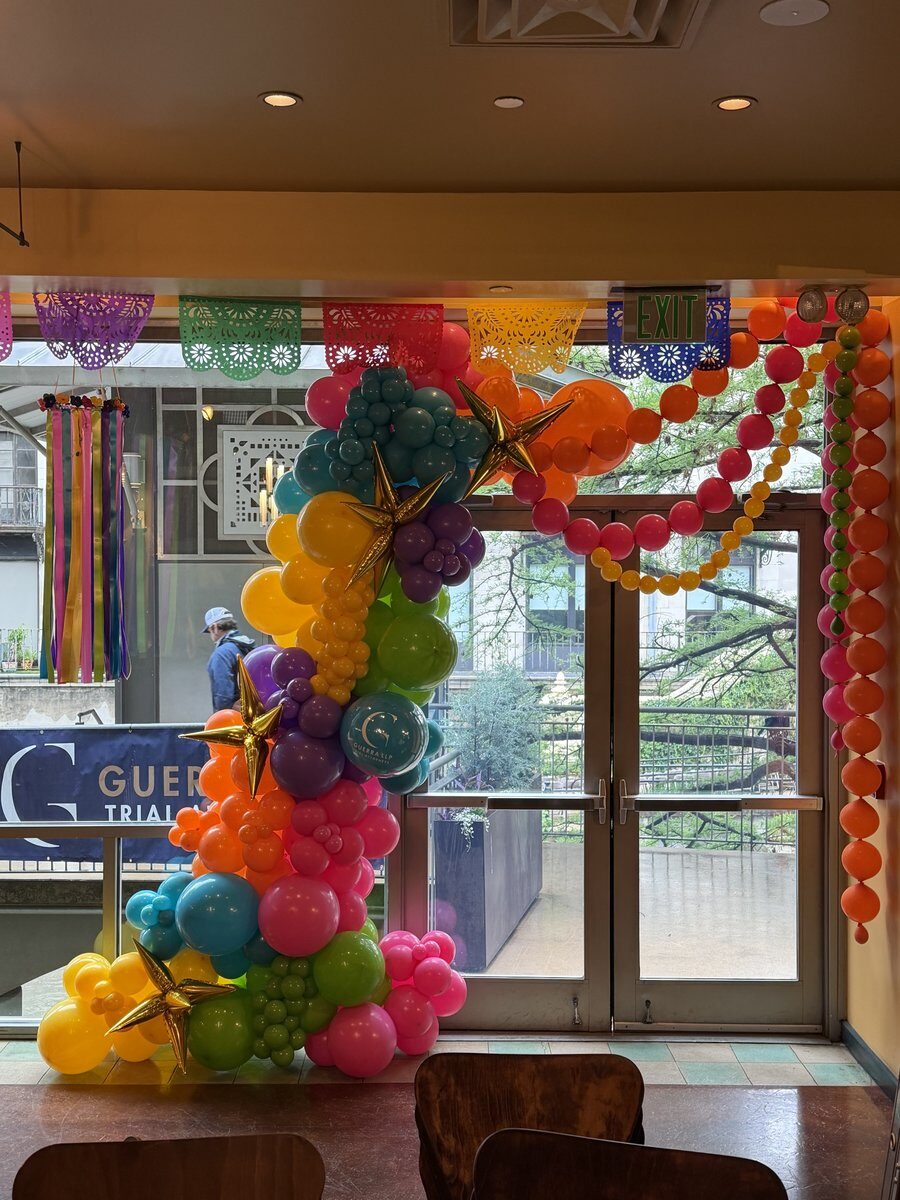 Balloon garland for Guerra Group annual Fiesta celebration San Antonio Texas