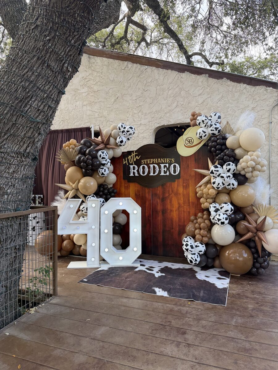 Balloon garland for event planner celebration San Antonio TX