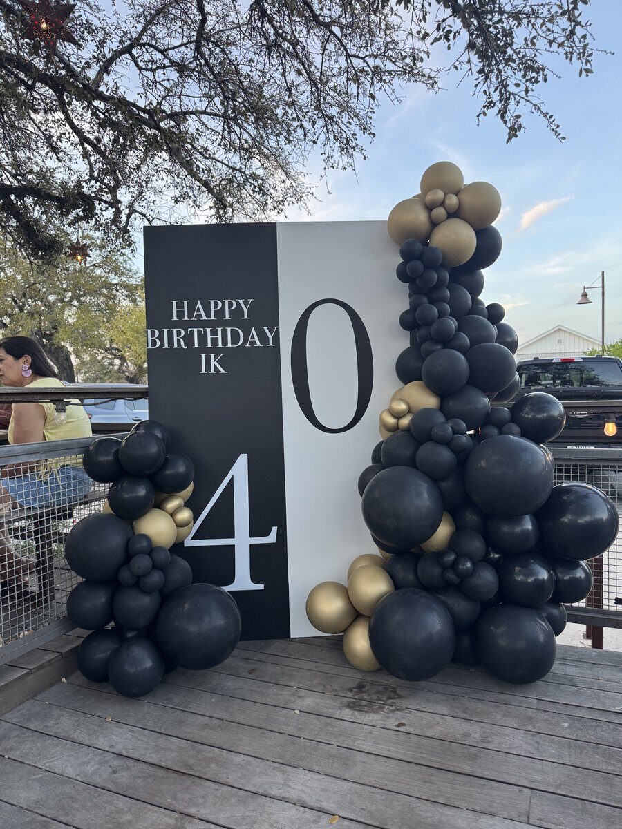 Custom balloon backdrop for party planner event San Antonio Texas