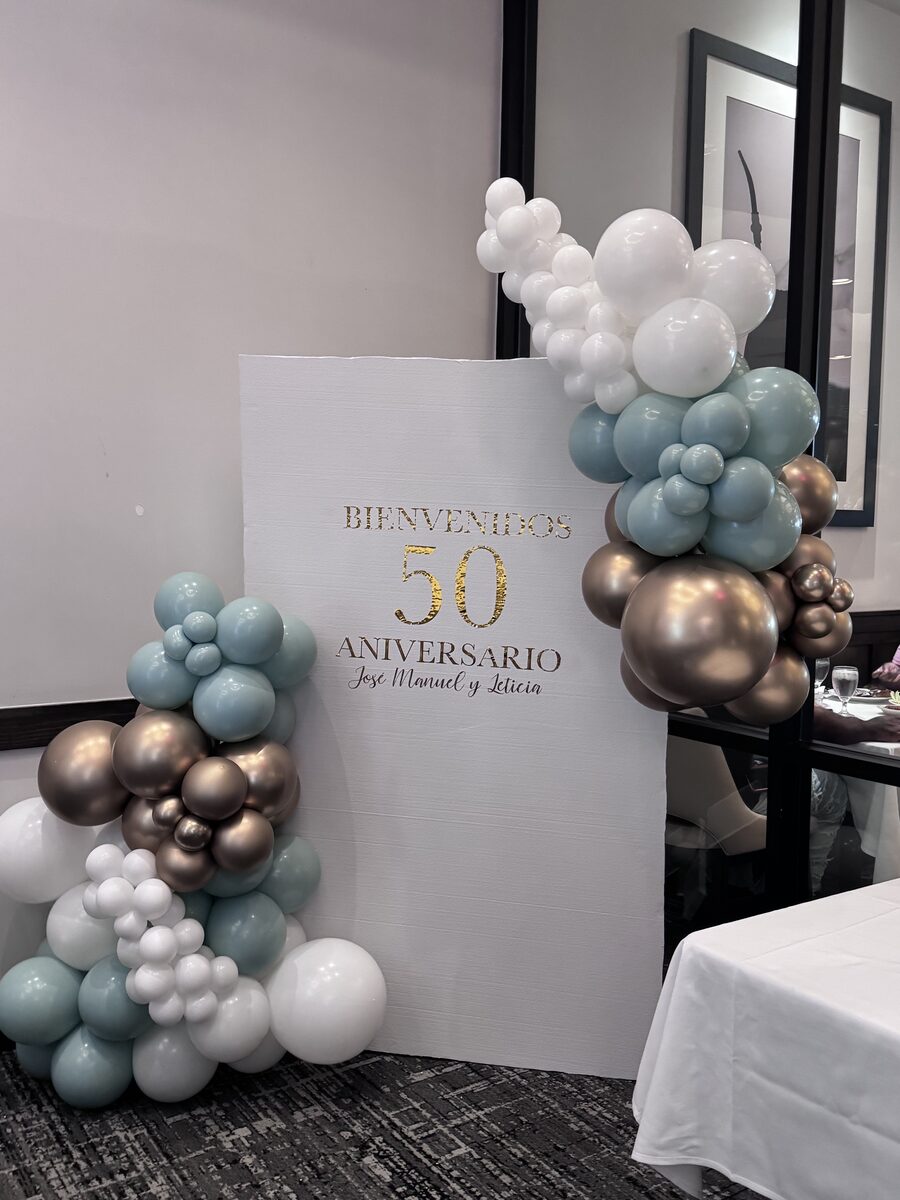 Balloon garland for restaurant event installation San Antonio Texas