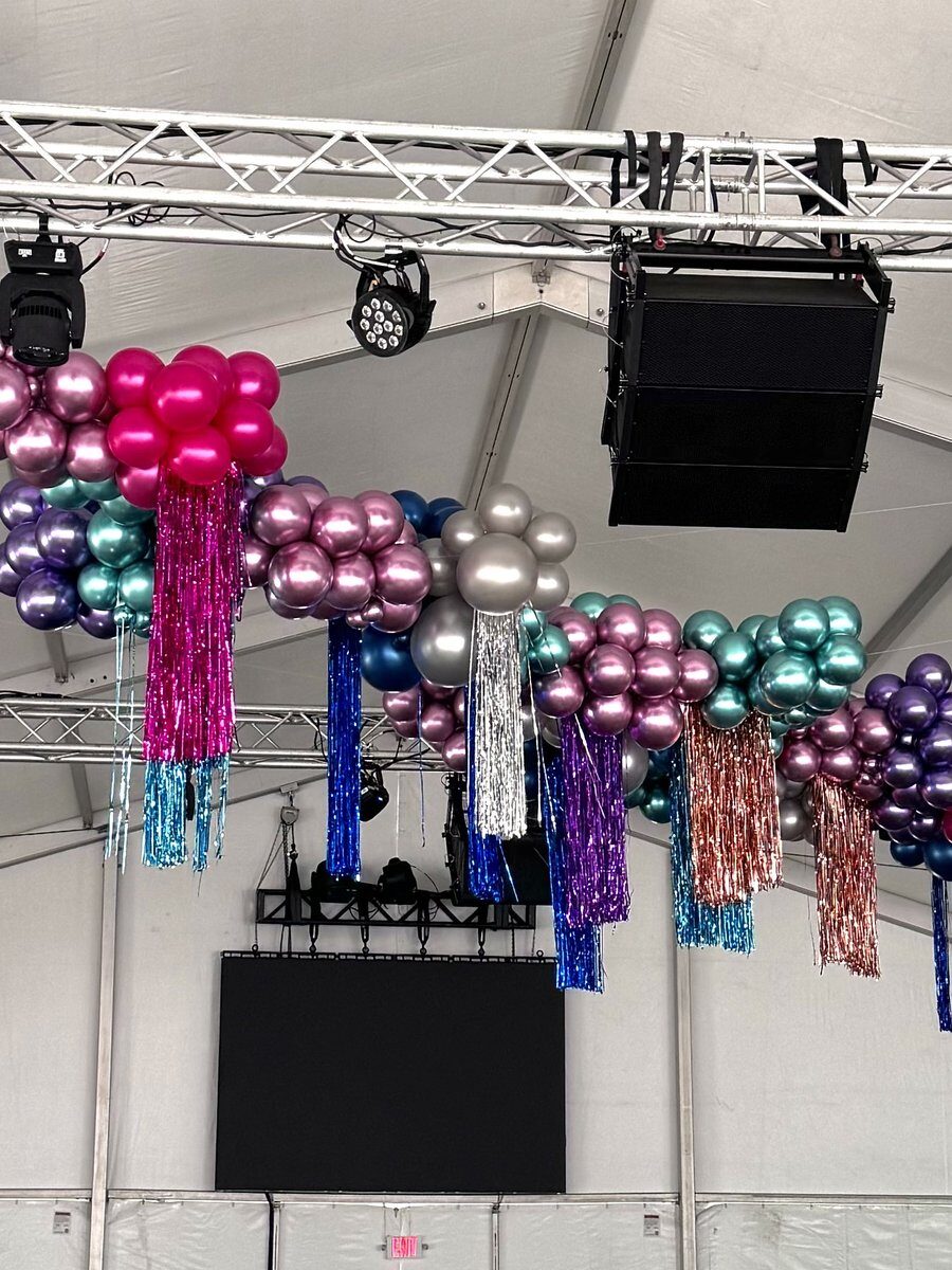 Event balloon installation for Zach Theatre Austin Texas