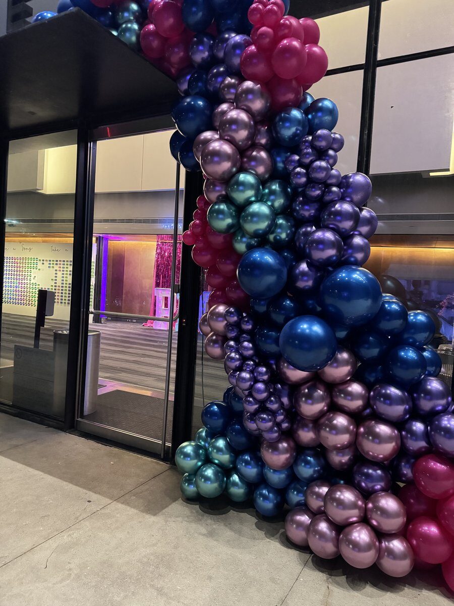 Balloon décor for Zach Theatre production event in Austin Texas